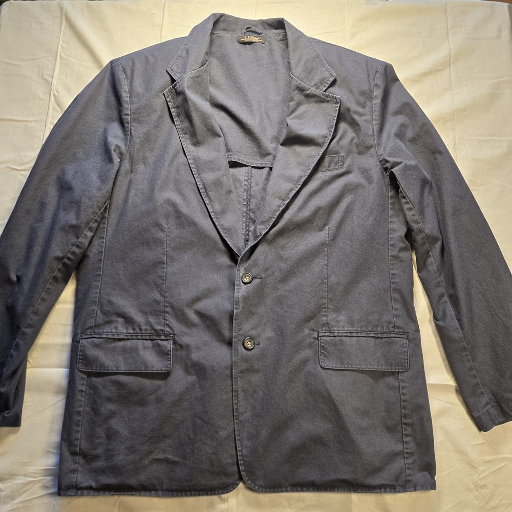 Vintage L.L. Bean Blazer Mens 44 Reg Black Cotton Sport Coat Chore Jacket